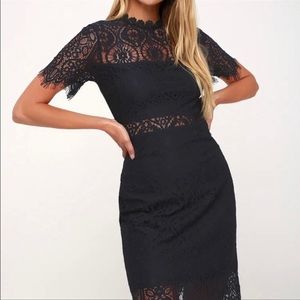 NWT - LULU’s NAVY BLUE LACE CUT-OUT COCKTAIL DRESS